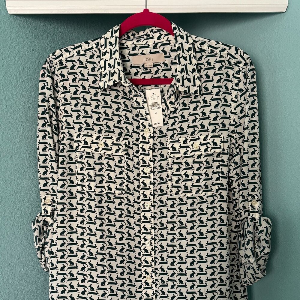 Ann Taylor LOFT Blouse - Bunny Print - Size Medium